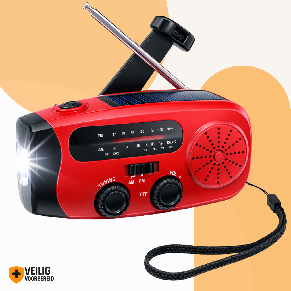 Noodradio met Lamp, Zonne-energie & Powerbank (2000 mAh)