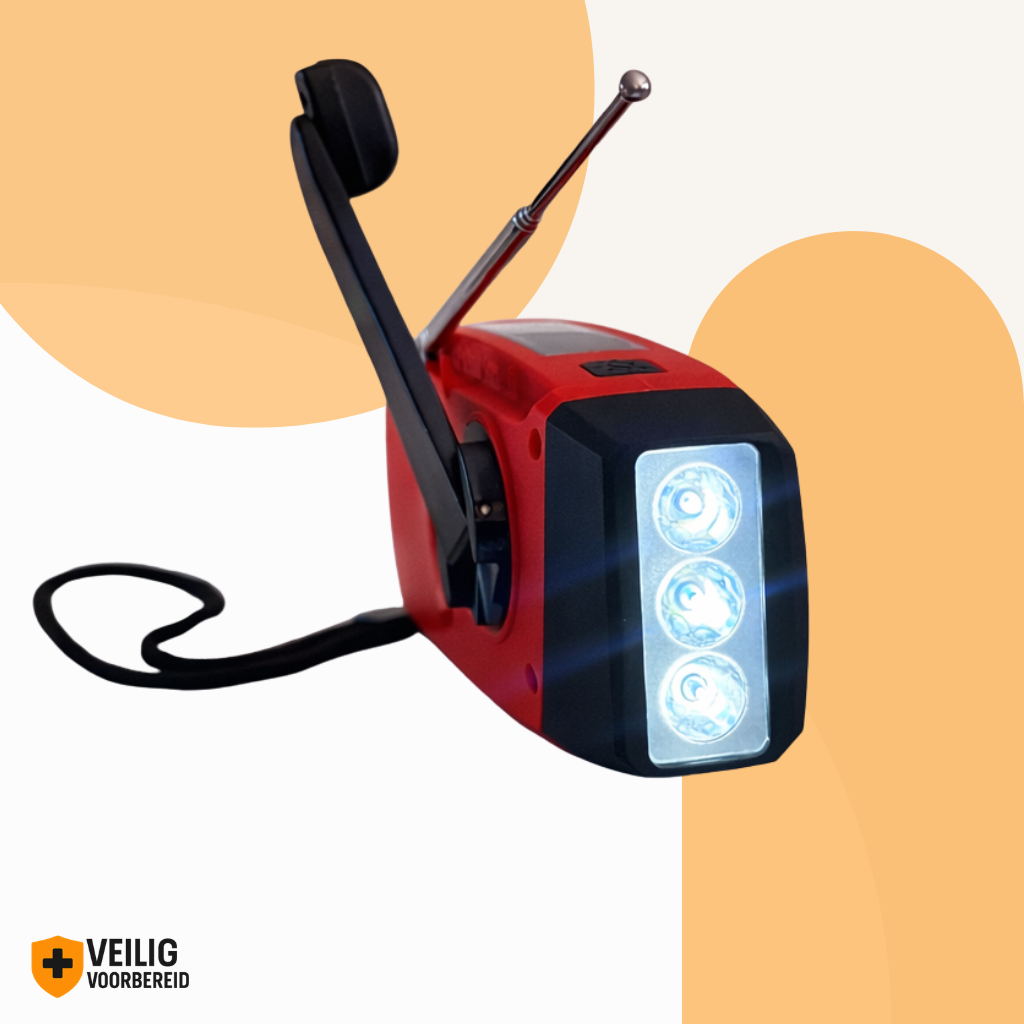 Noodradio met Lamp, Zonne-energie & Powerbank (2000 mAh)