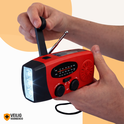 Noodradio met Lamp, Zonne-energie & Powerbank (2000 mAh)