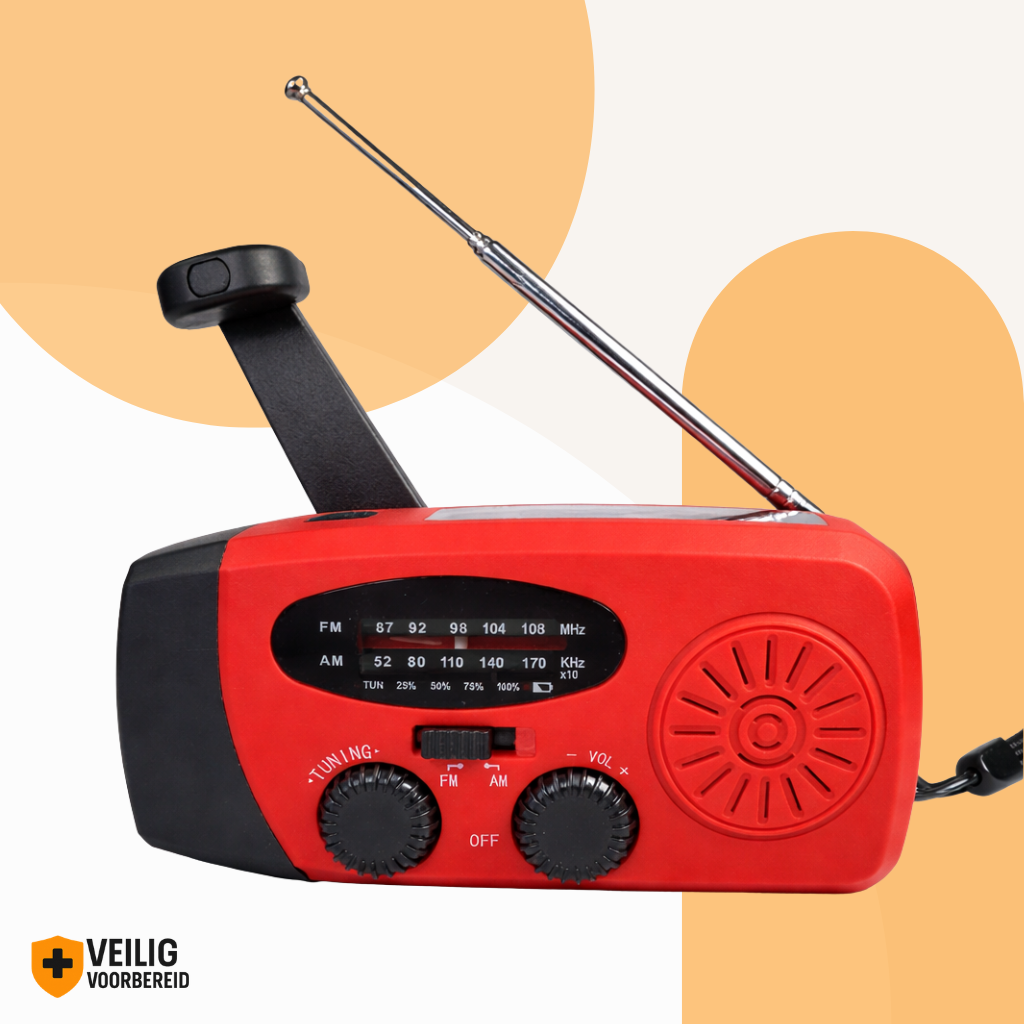 Noodradio met Lamp, Zonne-energie & Powerbank (2000 mAh)